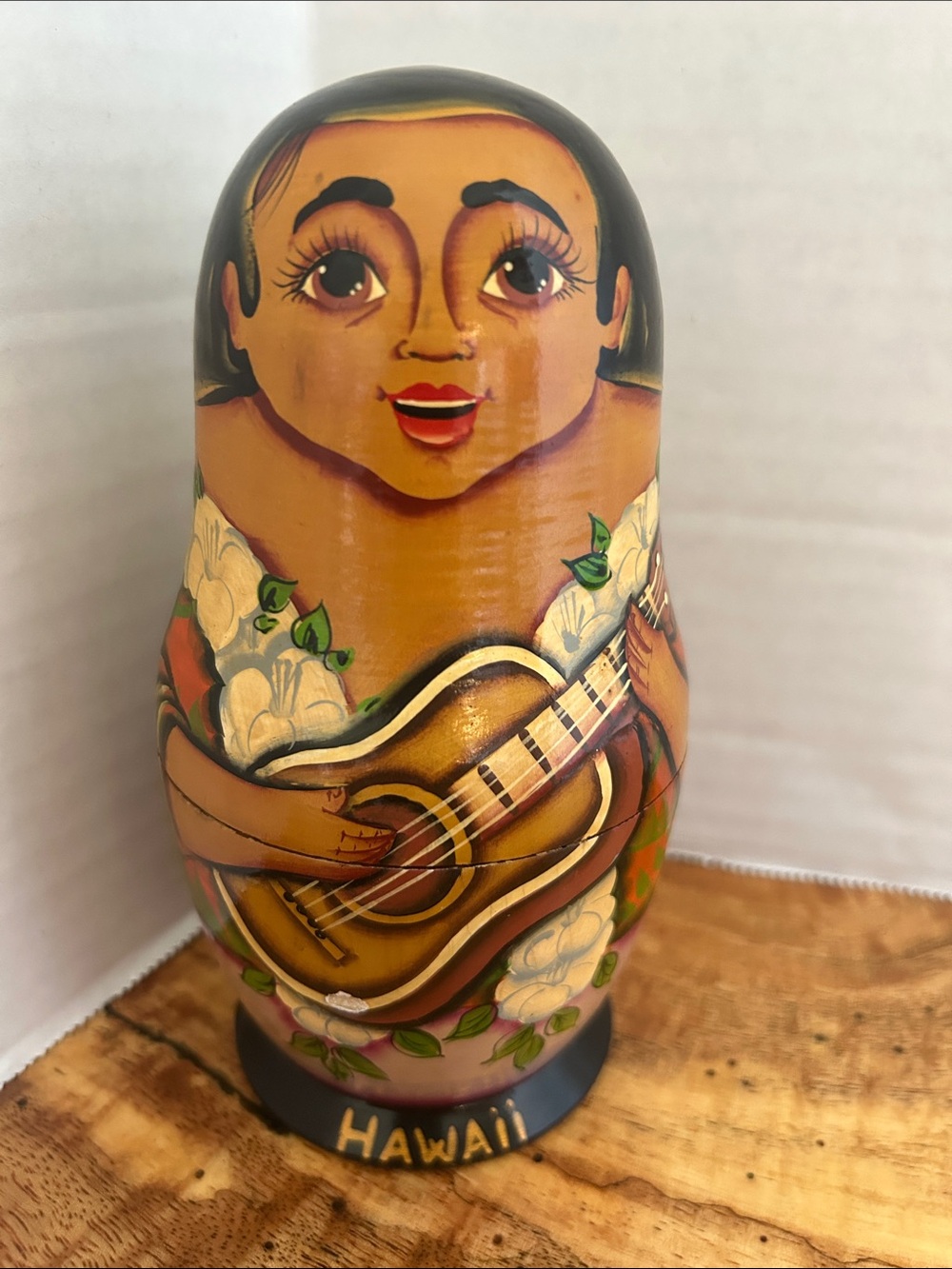 Hand-Painted Hawaii Man Playing Ukulele Nesting Doll